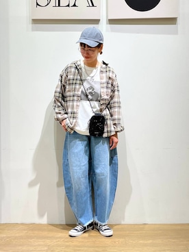 「アイテム（帽子）」を使った、mocoさん（レディース・165cm・30代）の夏コーディネート