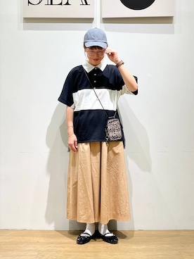 「アイテム（帽子）」を使った、mocoさん（レディース・165cm・30代）の夏コーディネート