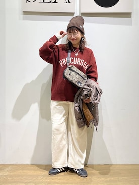 「アイテム（帽子）」を使った、mocoさん（レディース・165cm・30代）の冬コーディネート