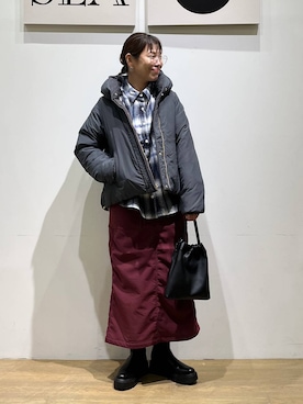 「アイテム（ダウンジャケット/コート）」を使った、mocoさん（レディース・165cm・40代）の秋コーディネート