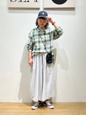「アイテム（帽子）」を使った、mocoさん（レディース・165cm・30代）の夏コーディネート