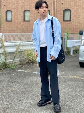 「SAINT LAURENT PARIS（サンローランパリ）のアイテム（バッグ）」を使った、京極さん（メンズ・170cm）の秋コーディネート
