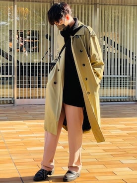 「neos（ネオス）のアイテム（トレンチコート）」を使った、京極さん（メンズ・170cm）の冬コーディネート