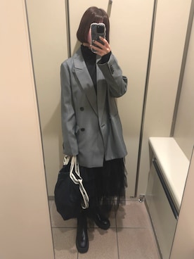 「アイテム（ジャケット/アウター、グレー系）」を使った、＊ さきっちょ ＊さん（レディース・159cm）の冬コーディネート