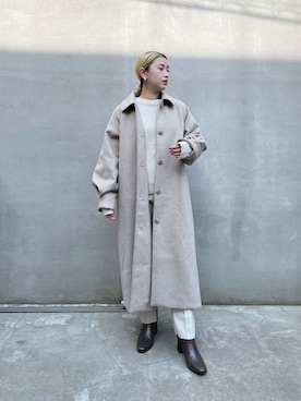 「袖ボリューム」｜「アイテム（その他アウター）」を使った、saori shikiさん（レディース・158cm）の秋コーディネート