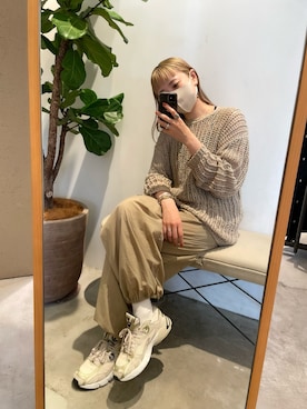 「透かし編みニット」｜「アイテム（オールインワン・サロペット）」を使った、saori shikiさん（レディース・158cm）の秋コーディネート