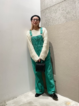 「透かし編みニット」｜「アイテム（オールインワン・サロペット）」を使った、saori shikiさん（レディース・158cm）の秋コーディネート