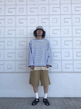 「is-ness（イズネス）のアイテム（帽子）」を使った、Takuyaさん（メンズ・176cm）の夏コーディネート