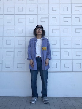 「MARTINE ROSE（マーティンローズ）のアイテム（トップス）」を使った、Takuyaさん（メンズ・176cm）の夏コーディネート