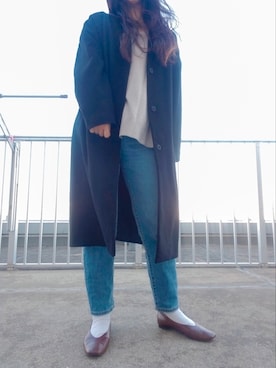 「テーパードデニム」｜「アイテム（その他アウター）」を使った、memeさん（レディース・157cm）の冬コーディネート