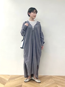 「クリーミーコットン」｜「アイテム（ワンピース/ドレス）」を使った、Yuさん（レディース・151cm）の冬コーディネート
