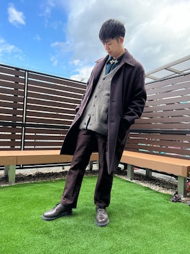 「AURALEE（オーラリー）のアイテム（カーディガン/ボレロ）」を使った、waseiさん（メンズ・175cm）の冬コーディネート