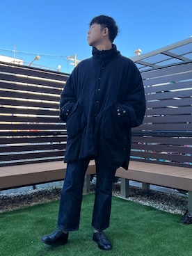 「PHINGERIN（フィンガリン）のアイテム（ジャケット/アウター、ブラック系）」を使った、waseiさん（メンズ・175cm）の冬コーディネート