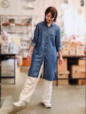「デニムシャツ」｜「アイテム（シャツワンピース）」を使った、nun.さん（レディース・164cm）の秋コーディネート