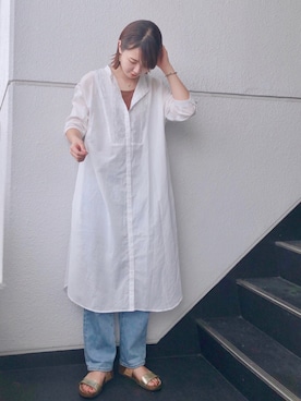 「刺繍」｜「アイテム（アナログ腕時計）」を使った、nun.さん（レディース・164cm）の夏コーディネート