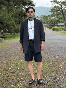 「SHIPS（シップス）のアイテム（バンダナ/スカーフ）」を使った、dosei_モノトーンコーデさん（メンズ・168cm）の春コーディネート