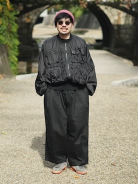 「アイテム（MA-1）」を使った、dosei72_モノトーンおじさんさん（メンズ・168cm）の秋コーディネート