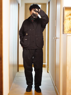 「アイテム（ナイロンジャケット）」を使った、dosei72_モノトーンおじさんさん（メンズ・168cm）の秋コーディネート