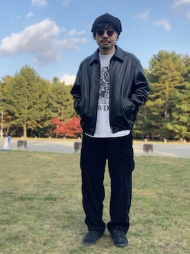 「アイテム（帽子）」を使った、dosei72_モノトーンおじさんさん（メンズ・168cm・30代）の秋コーディネート