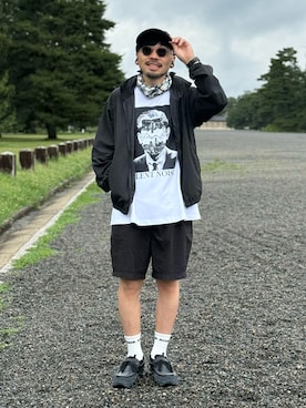 「無印良品（ムジルシリョウヒン）のアイテム」を使った、dosei_モノトーンコーデさん（メンズ・168cm）の夏コーディネート