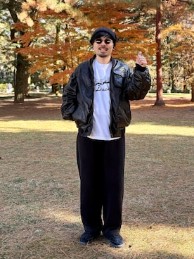 「アイテム（帽子）」を使った、dosei72_モノトーンおじさんさん（メンズ・168cm・30代）の冬コーディネート