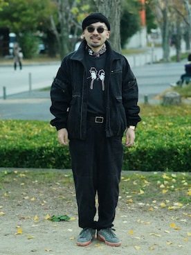 「アイテム（帽子）」を使った、dosei72_モノトーンおじさんさん（メンズ・168cm）の冬コーディネート