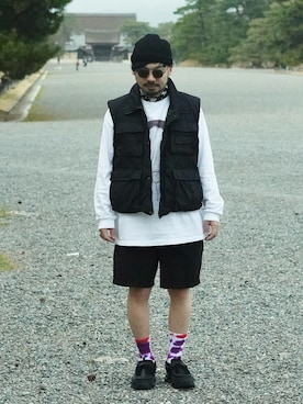 「MIZUNO（ミズノ　）のアイテム」を使った、dosei_モノトーンコーデさん（メンズ・168cm）の冬コーディネート