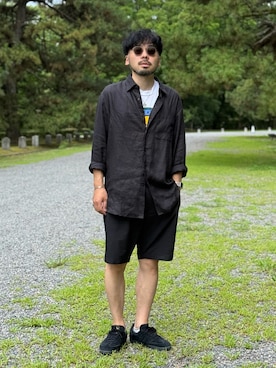 「adidas（アディダス）のサンバ OG / Samba OG Shoes / アディダスオリジナルス adidas Originals（スニーカー、ブラック系）」を使った、dosei_モノトーンコーデさん（メンズ・168cm）の夏コーディネート