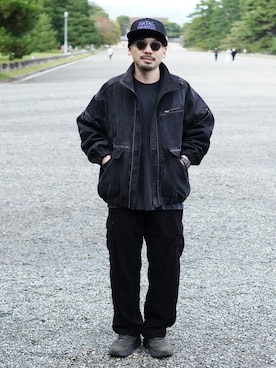 「アイテム（帽子）」を使った、dosei72_モノトーンおじさんさん（メンズ・168cm・30代）の秋コーディネート