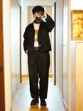 「アイテム（ローファー）」を使った、dosei72_モノトーンおじさんさん（メンズ・168cm・30代）の秋コーディネート