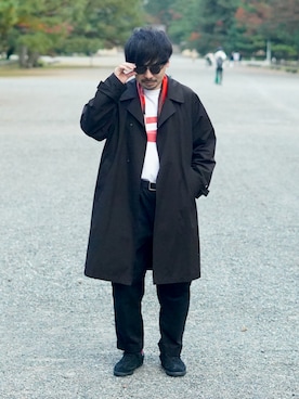 「アイテム（チノパンツ）」を使った、dosei72_モノトーンおじさんさん（メンズ・168cm）の秋コーディネート