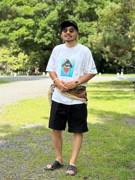 「GOOD ROCK SPEED（グッドロックスピード）のアイテム」を使った、dosei_モノトーンコーデさん（メンズ・168cm）の夏コーディネート