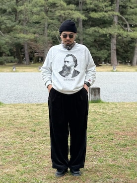 「POLeR（ポーラー）のアイテム」を使った、dosei_モノトーンコーデさん（メンズ・168cm）の春コーディネート