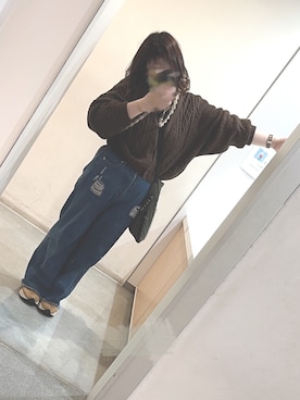 「AS KNOW AS plus（アズノゥアズプラス）のアイテム（パンツ）」を使った、ぴよさん（レディース・155cm）の冬コーディネート