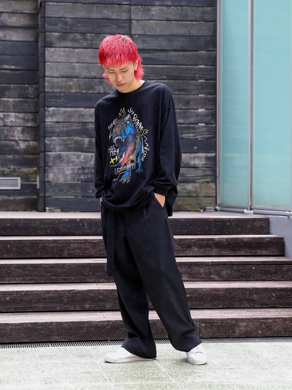 「LEGENDAのTwo Tuck Belt Slacks Pants 2nd（スラックス、ブラック系）」を使った、LEGENDA_TOKYOさん（メンズ・177cm）の秋コーディネートの1枚目の写真