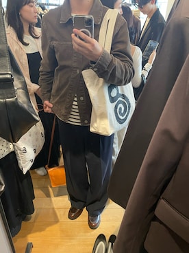 「アイテム（デニムジャケット、ブラウン系）」を使った、shinya0785さん（メンズ・177cm）の春コーディネート