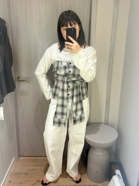 「LOUNGEDRESS（ラウンジドレス）のスラブロンT（Tシャツ/カットソー、ホワイト系）」を使った、qut3e78さん（レディース・161cm）の夏コーディネート
