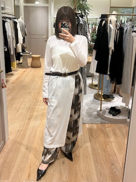 「LOUNGEDRESS（ラウンジドレス）のシアーハイスリットワンピース（ワンピース、ホワイト系）」を使った、qut3e78さん（レディース・161cm）の夏コーディネート
