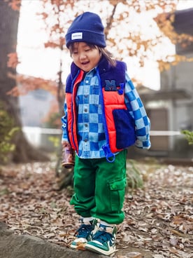 「DENHAM（デンハム）のアイテム」を使った、minimodeさん（キッズ・100cm）の冬コーディネート