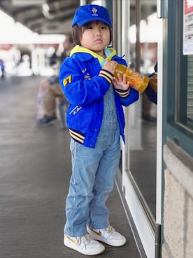 「POLO RALPH LAUREN CHILDRENSWEAR（ポロ ラルフ ローレン チルドレンズウェア）のPolo ベア チノ ボール キャップ（キャップ、ブルー系）」を使った、minimodeさん（キッズ・110cm）の春コーディネート