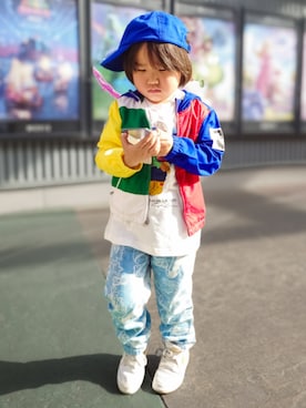 「アイテム（キャップ）」を使った、minimodeさん（キッズ・110cm）の春コーディネート