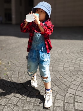 「CA4LA（カシラ）のアイテム（帽子）」を使った、minimodeさん（キッズ・110cm）の春コーディネート