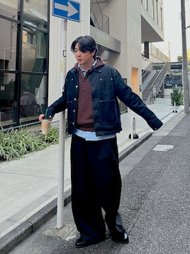 「アイテム（デニムジャケット）」を使った、keito2293さん（メンズ・184cm）の冬コーディネート