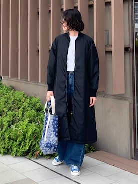 「SHIPS（シップス）のアイテム（トートバッグ）」を使った、猪飼さん（レディース・169cm）の秋コーディネート