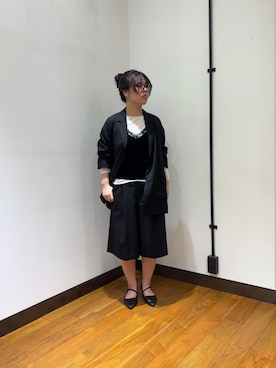 「URBAN RESEARCH（アーバンリサーチ）のエンブロイダリーベロアビスチェ（キャミソール、ブラック系）」を使った、シナガワさん（レディース・158cm）の夏コーディネート