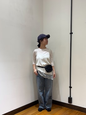 「URBAN RESEARCH（アーバンリサーチ）のレースアシメキャミソール（キャミソール、ホワイト系）」を使った、シナガワさん（レディース・158cm）の秋コーディネート