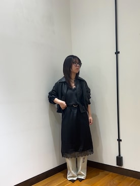 「URBAN RESEARCH（アーバンリサーチ）のレザーライクブルゾン（ブルゾン、ブラック系）」を使った、シナガワさん（レディース・158cm）の秋コーディネート