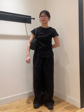 「URBAN RESEARCH DOORS（アーバンリサーチドアーズ）のレースイージーパンツ（その他パンツ、ブラック系）」を使った、runa さん（レディース・155cm）の夏コーディネート