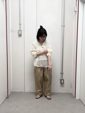 「URBAN RESEARCH DOORS（アーバンリサーチドアーズ）のARCHI　OMITRIBTANK（タンクトップ、ベージュ系）」を使った、runa さん（レディース・155cm）の夏コーディネート
