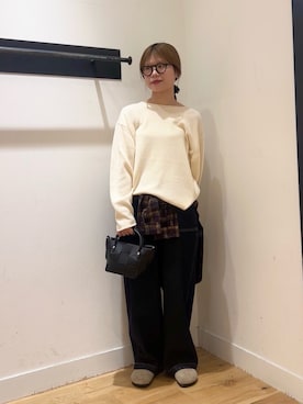 「かぐれ（カグレ）のアイテム（デニムパンツ）」を使った、runa さん（レディース・155cm）の秋コーディネート